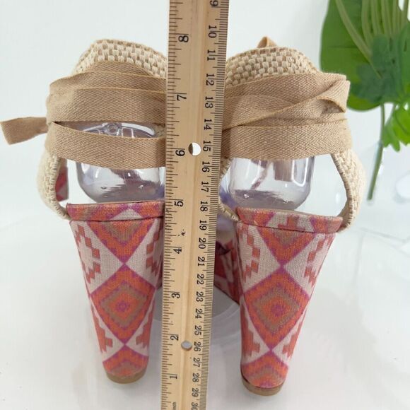 Theodora & Callum Stuart Weitzman Platform Espadrille Wedge Sandal Pink Size 10 - Picture 10 of 16